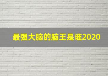 最强大脑的脑王是谁2020