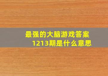 最强的大脑游戏答案1213期是什么意思