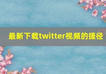 最新下载twitter视频的捷径