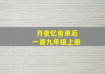 月夜忆舍弟后一首九年级上册