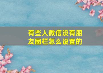 有些人微信没有朋友圈栏怎么设置的