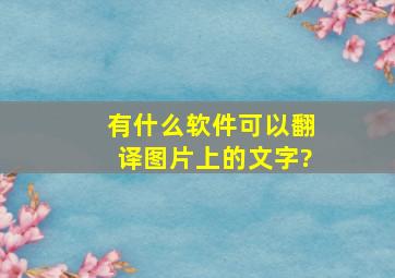 有什么软件可以翻译图片上的文字?