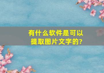 有什么软件是可以提取图片文字的?