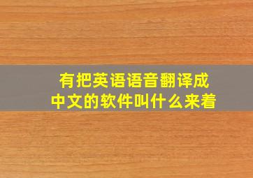 有把英语语音翻译成中文的软件叫什么来着