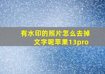 有水印的照片怎么去掉文字呢苹果13pro