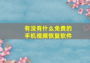 有没有什么免费的手机视频恢复软件