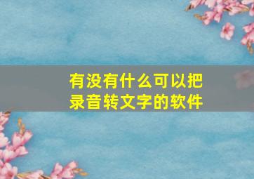 有没有什么可以把录音转文字的软件