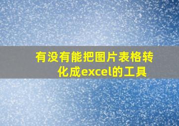 有没有能把图片表格转化成excel的工具