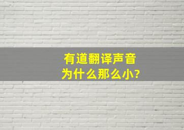 有道翻译声音为什么那么小?