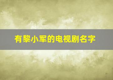 有黎小军的电视剧名字