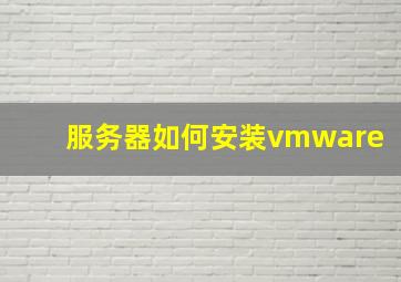 服务器如何安装vmware