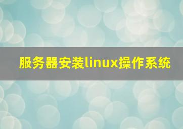 服务器安装linux操作系统