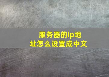 服务器的ip地址怎么设置成中文