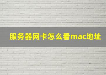 服务器网卡怎么看mac地址