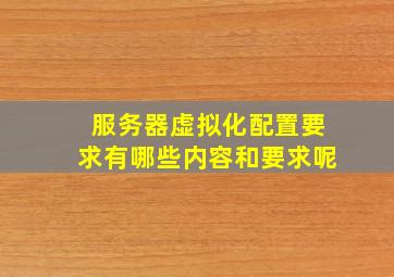 服务器虚拟化配置要求有哪些内容和要求呢