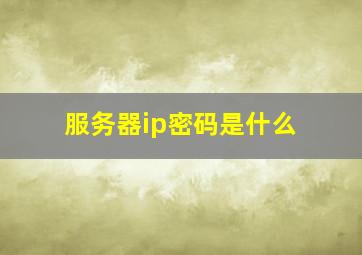 服务器ip密码是什么