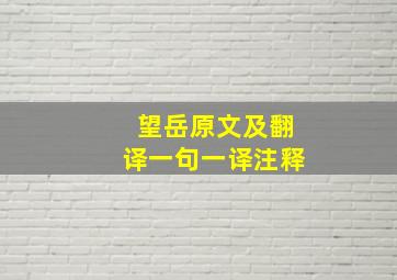 望岳原文及翻译一句一译注释