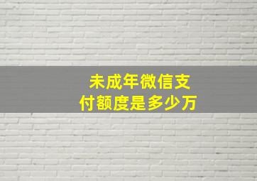 未成年微信支付额度是多少万