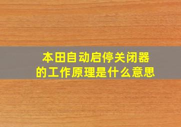 本田自动启停关闭器的工作原理是什么意思