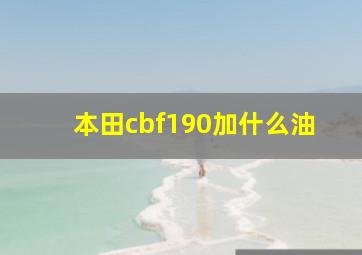 本田cbf190加什么油