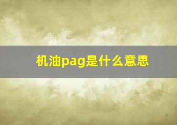 机油pag是什么意思