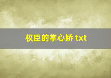 权臣的掌心娇 txt