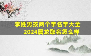 李姓男孩两个字名字大全2024属龙取名怎么样