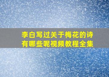 李白写过关于梅花的诗有哪些呢视频教程全集