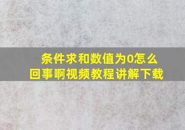 条件求和数值为0怎么回事啊视频教程讲解下载