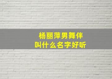 杨丽萍男舞伴叫什么名字好听