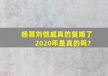 杨幂刘恺威真的复婚了 2020年是真的吗?