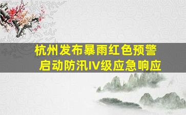 杭州发布暴雨红色预警 启动防汛IV级应急响应