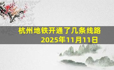 杭州地铁开通了几条线路2025年11月11日