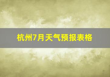 杭州7月天气预报表格