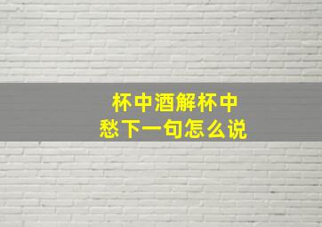 杯中酒解杯中愁下一句怎么说