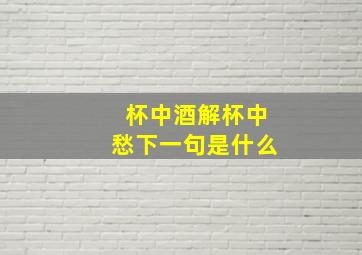 杯中酒解杯中愁下一句是什么