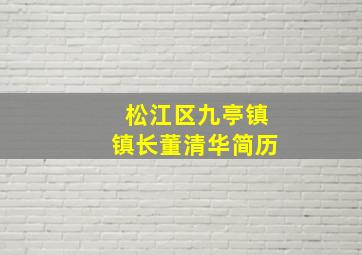 松江区九亭镇镇长董清华简历