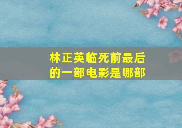 林正英临死前最后的一部电影是哪部