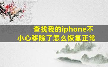 查找我的iphone不小心移除了怎么恢复正常