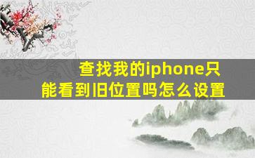 查找我的iphone只能看到旧位置吗怎么设置