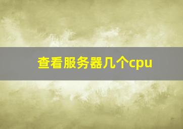 查看服务器几个cpu