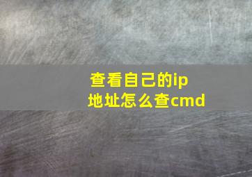 查看自己的ip地址怎么查cmd