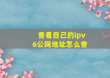 查看自己的ipv6公网地址怎么查