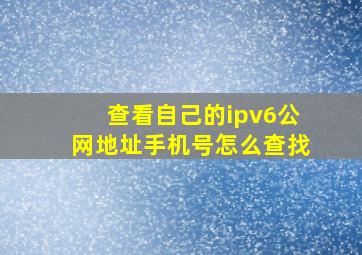 查看自己的ipv6公网地址手机号怎么查找