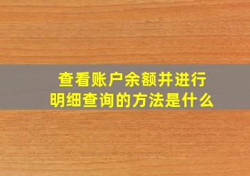 查看账户余额并进行明细查询的方法是什么