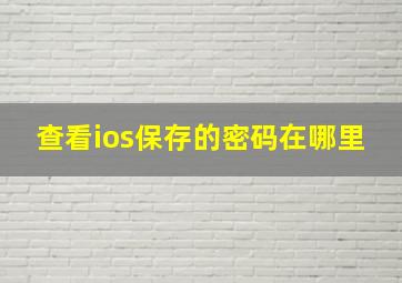 查看ios保存的密码在哪里