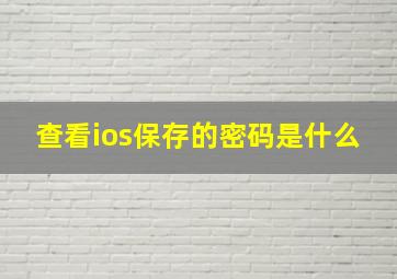 查看ios保存的密码是什么