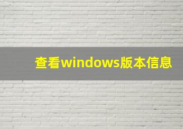 查看windows版本信息