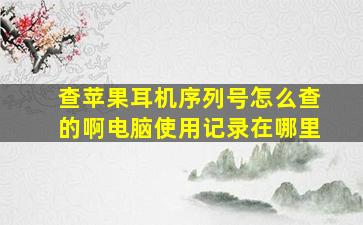 查苹果耳机序列号怎么查的啊电脑使用记录在哪里