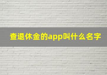 查退休金的app叫什么名字